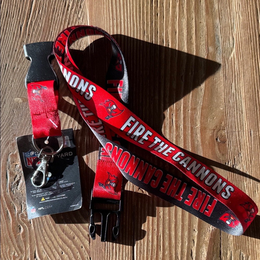 NFL Tampa Bay Buccaneer Lanyard Red and Black Key & Card Holder